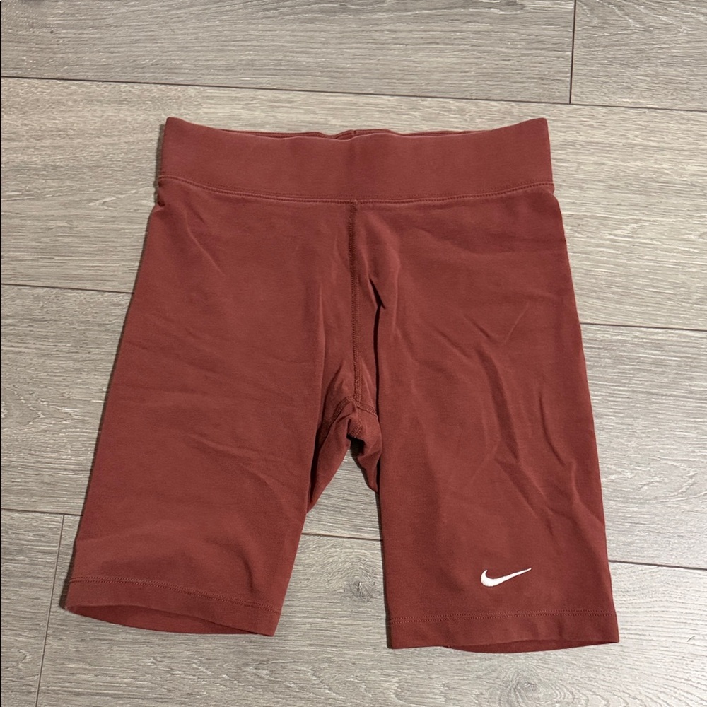 Nike Burnt Clay Bike Shorts with White Swoosh